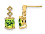 2.35 Carat (ctw) Peridot Earrings in 14K Yellow Gold with Accent Diamonds